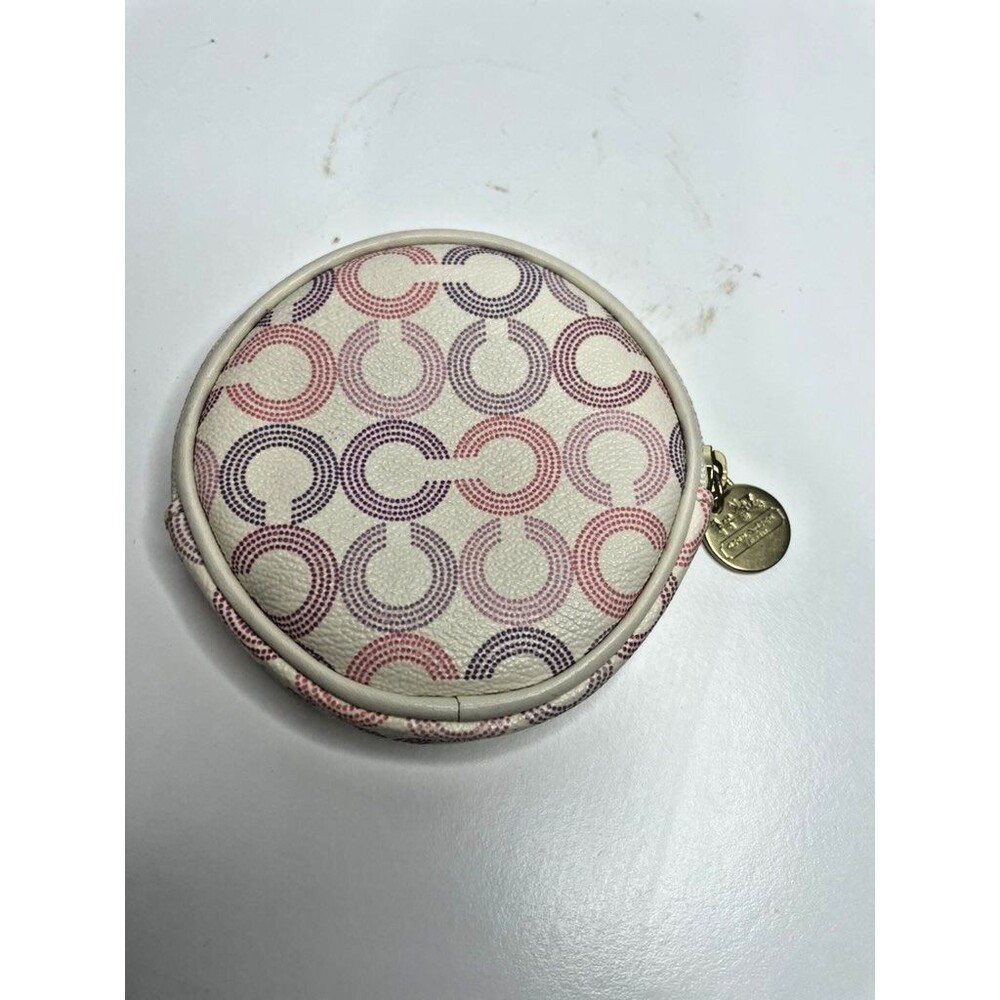 Coach Round Coin Purse Monogram Multicolor Waverly Opt Art, Zip